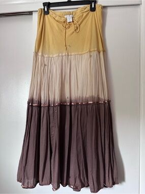Charlotte Russe Vintage Yellow, Cream & Brown Ombre Maxi Skirt